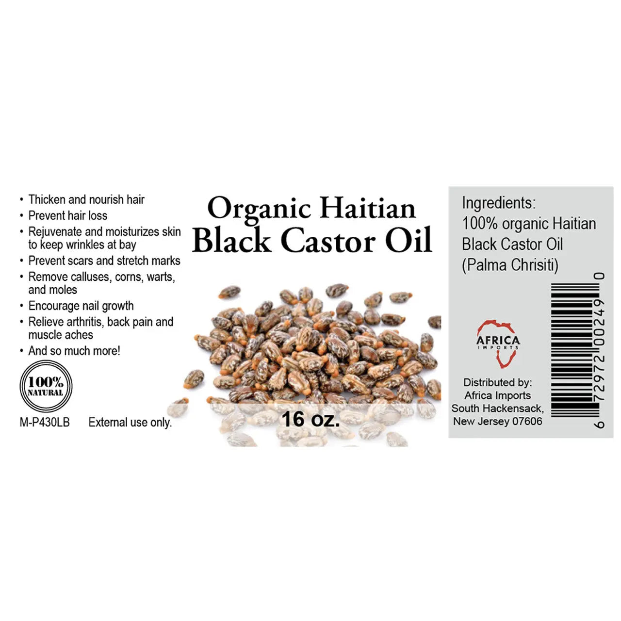 Organic Haitian Black Castor Oil - 1 Lb promotes healthy hair growth and skin rejuvenation My Store