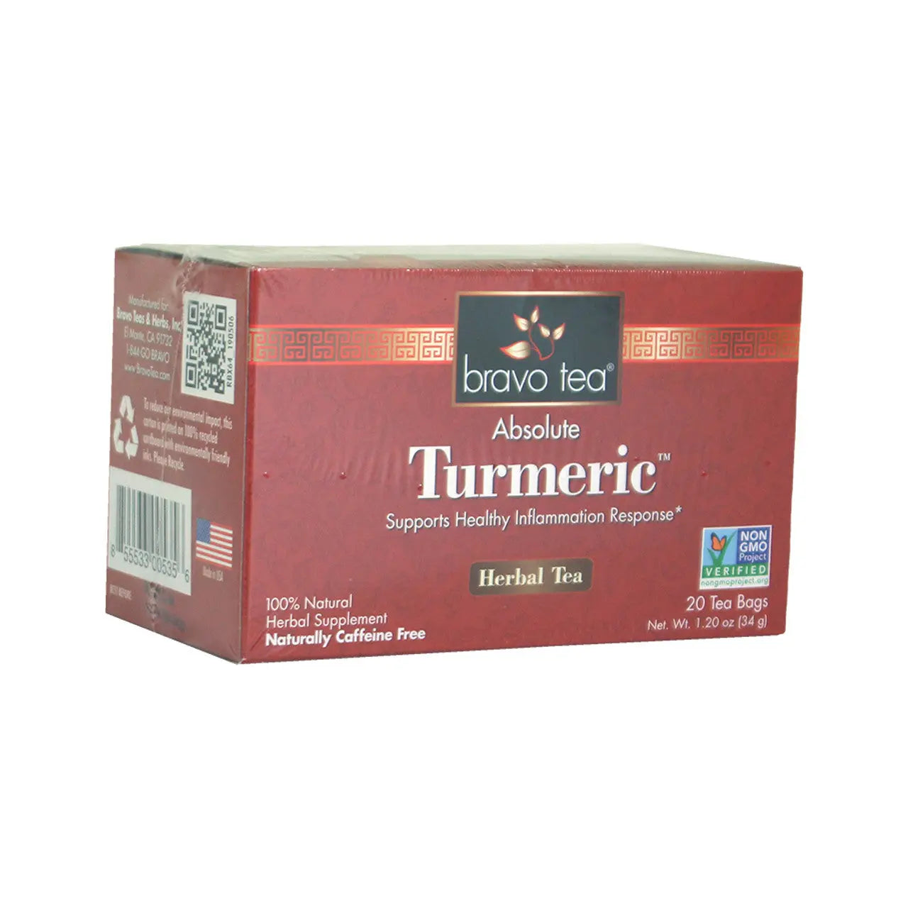 Turmeric Tea by Bravo - 20 Bags caffeine-free herbal blend My Store