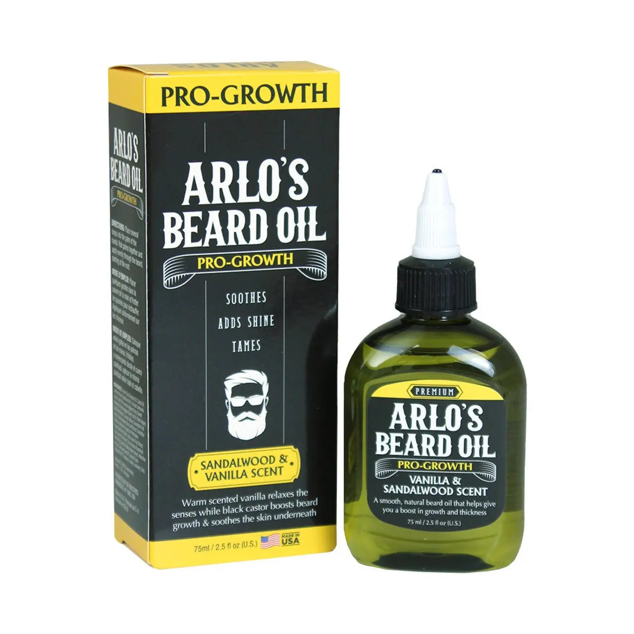 Arlo's: Pro - Growth Beard Oil: Sandalwood & Vanilla Scent - Beard Treatment Growth Oil - Melanatedpeopleskincare.com