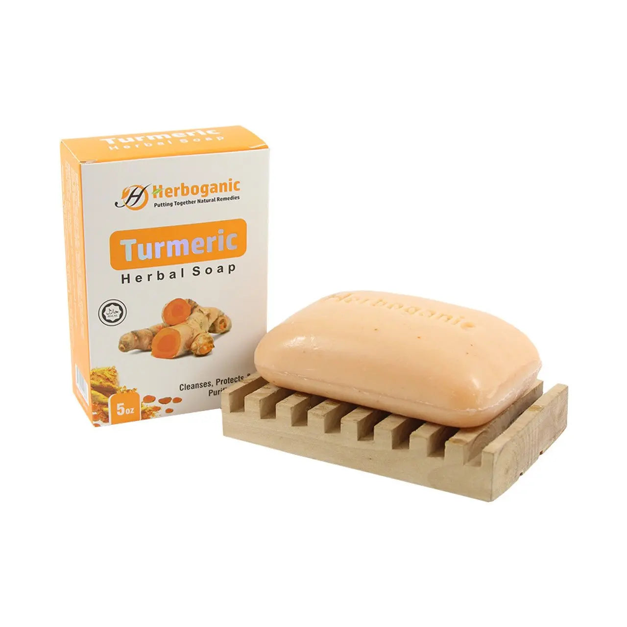 Herboganic Turmeric Herbal Soap - known for its anti - inflammatory and antibacterial properties - Melanatedpeopleskincare.com