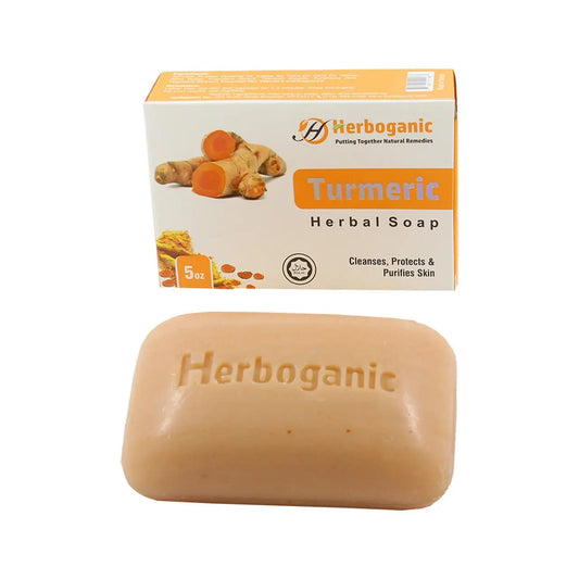 Herboganic Turmeric Herbal Soap - known for its anti - inflammatory and antibacterial properties - Melanatedpeopleskincare.com