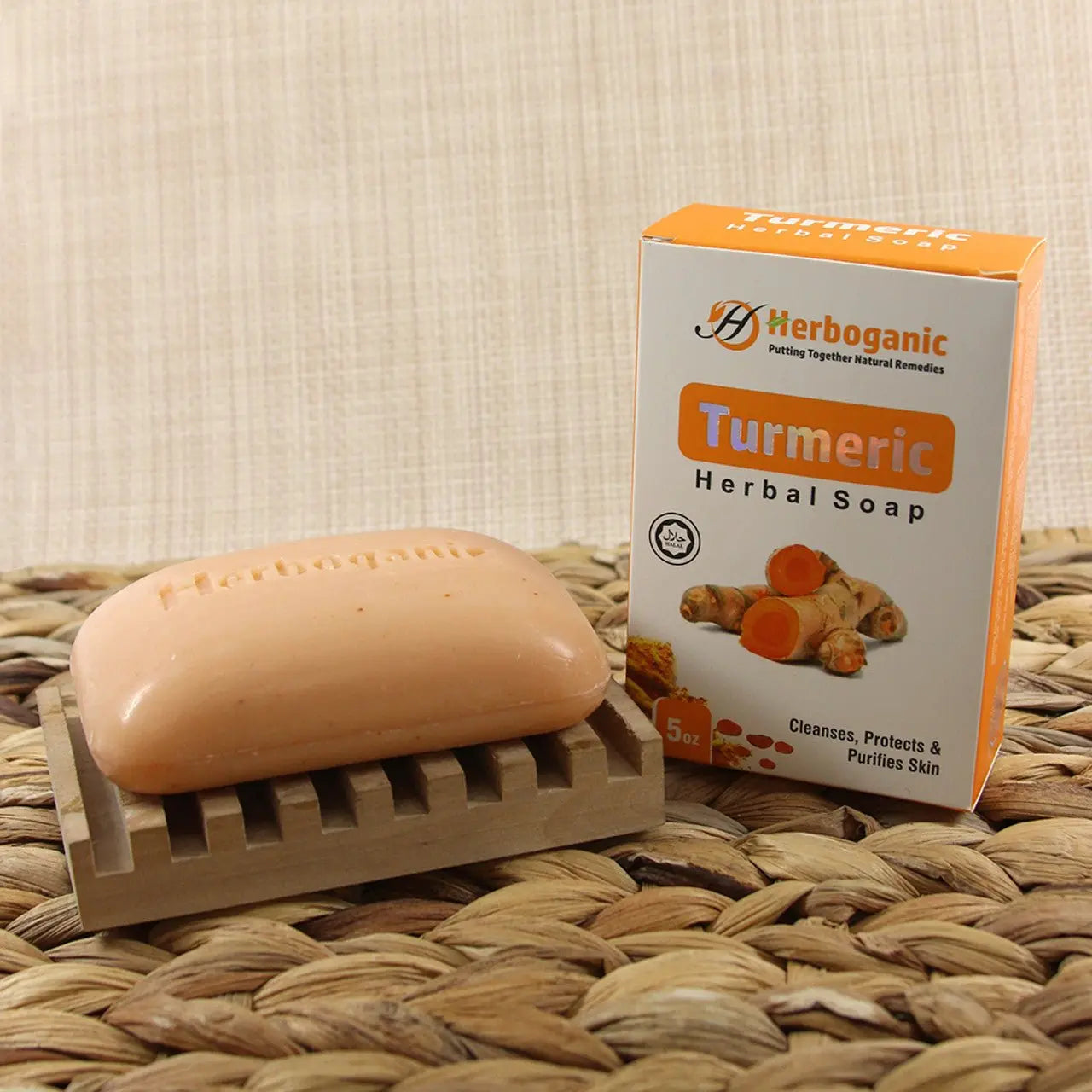 Herboganic Turmeric Herbal Soap - known for its anti - inflammatory and antibacterial properties - Melanatedpeopleskincare.com
