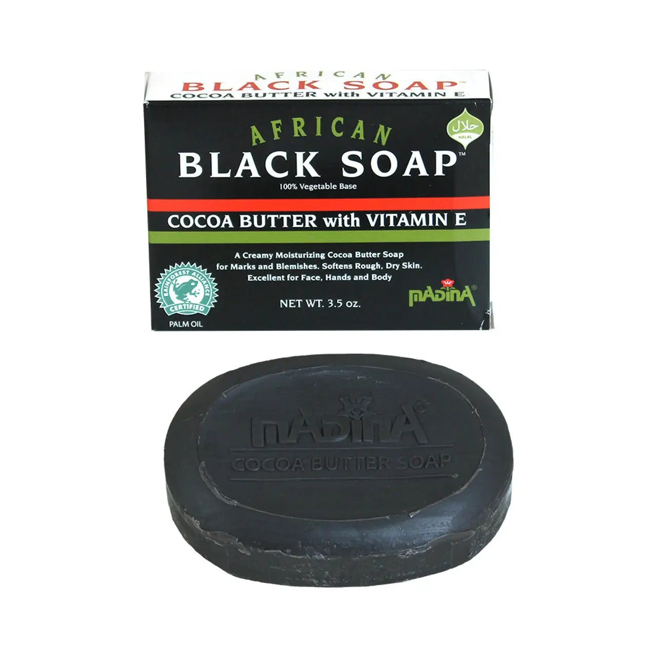 Madina: African Cocoa Butter Black Soap - 3½ oz. - Melanatedpeopleskincare.com