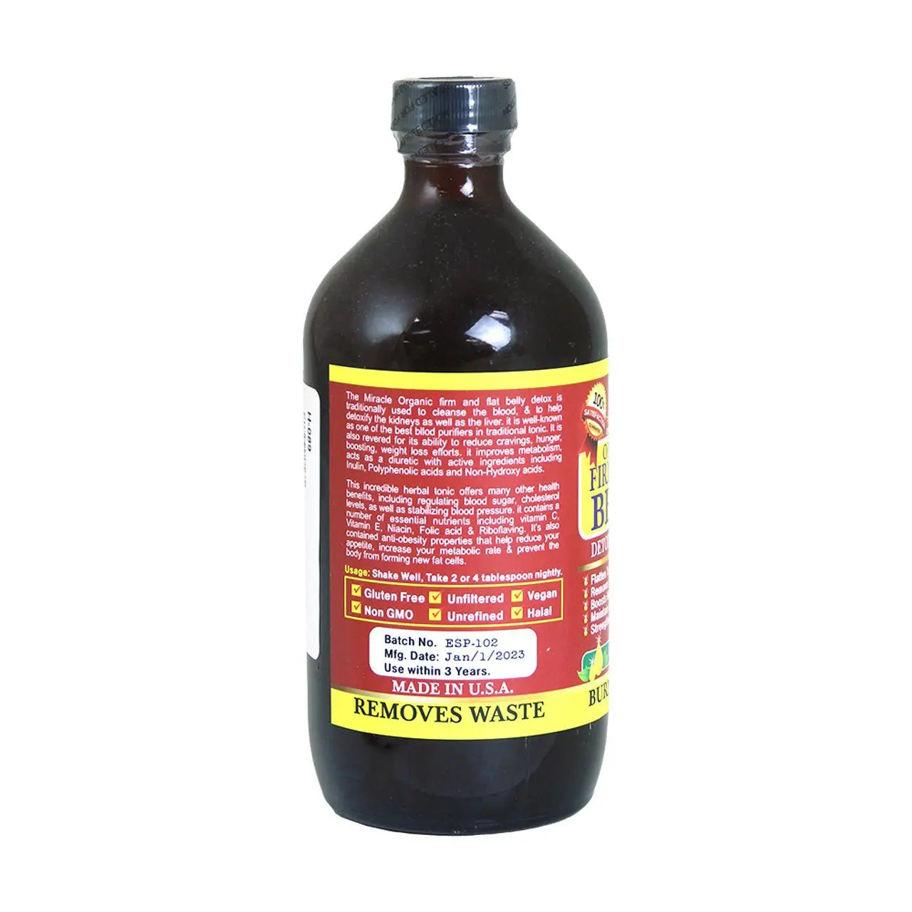 Organic Firm & Flat Belly Detox - 16 oz - a natural solution for reducing stubborn belly fat - Melanatedpeopleskincare.com