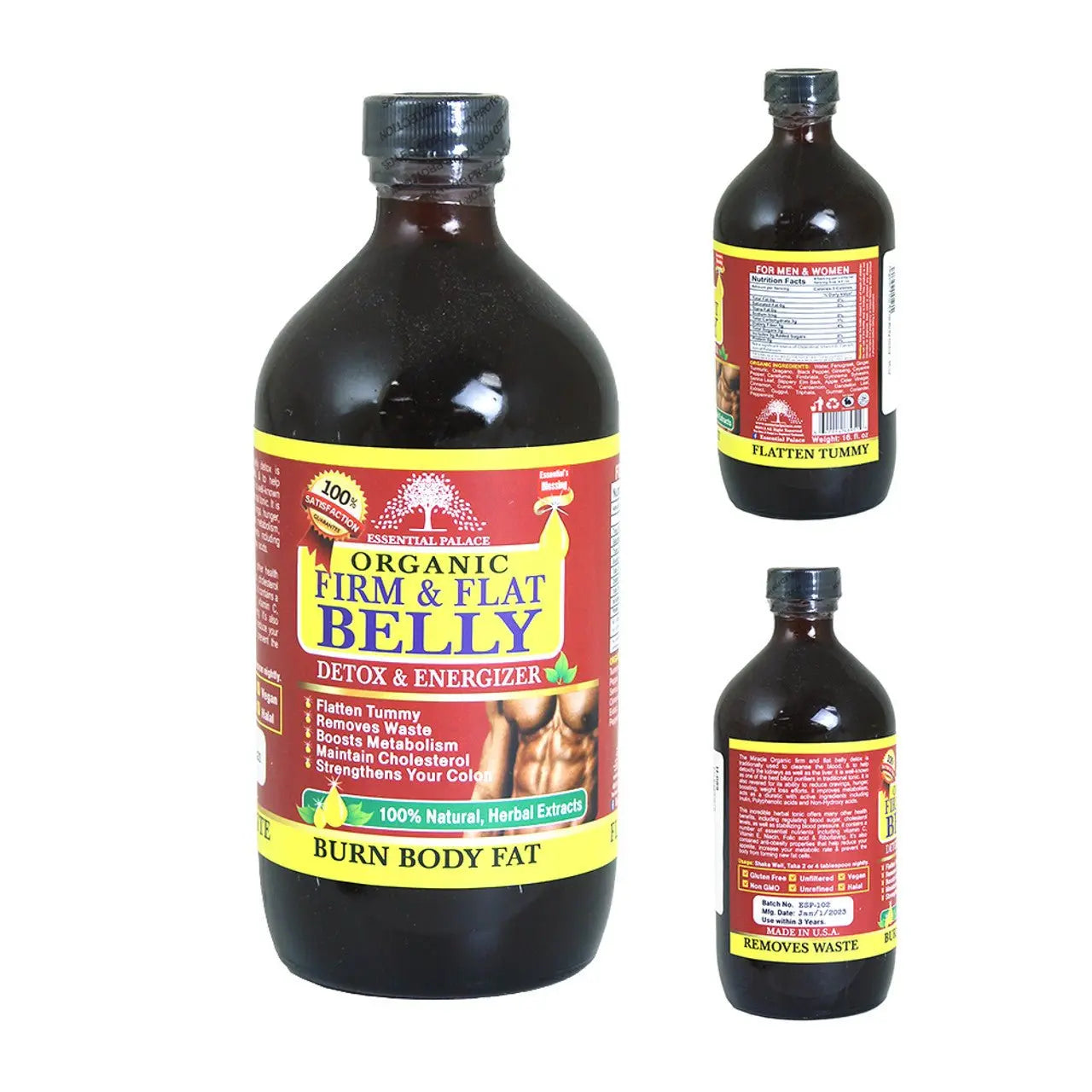 Organic Firm & Flat Belly Detox - 16 oz - a natural solution for reducing stubborn belly fat - Melanatedpeopleskincare.com
