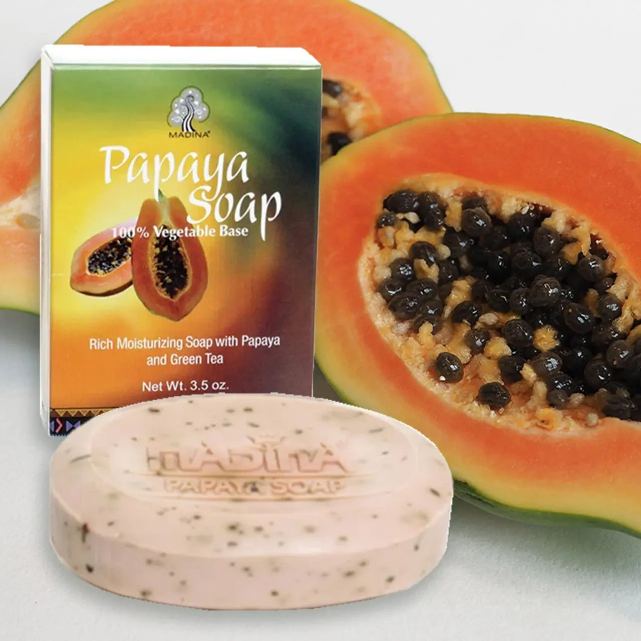 Papaya Soap 3½ oz - gently exfoliate, removing dead skin cells and promoting a healthy, glowing complexion - Melanatedpeopleskincare.com