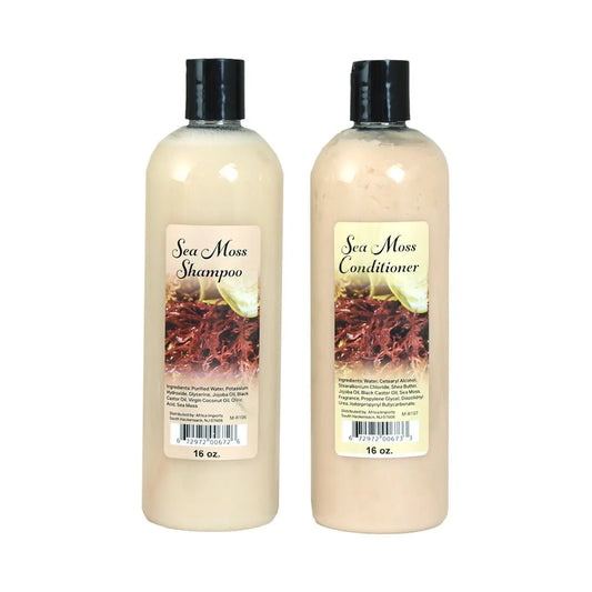 Sea Moss Hair Care Set is powered by sea moss and packed with nutrients to make it stronger and give it more moisture - Melanatedpeopleskincare.com