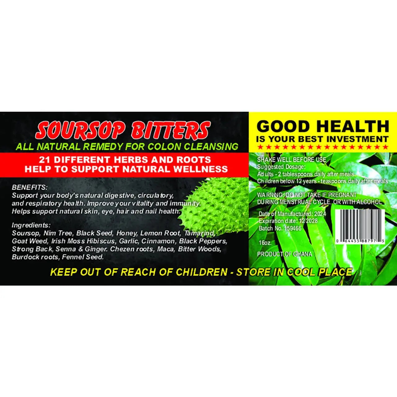 Soursop Bitters - 16 oz - Melanatedpeopleskincare.com