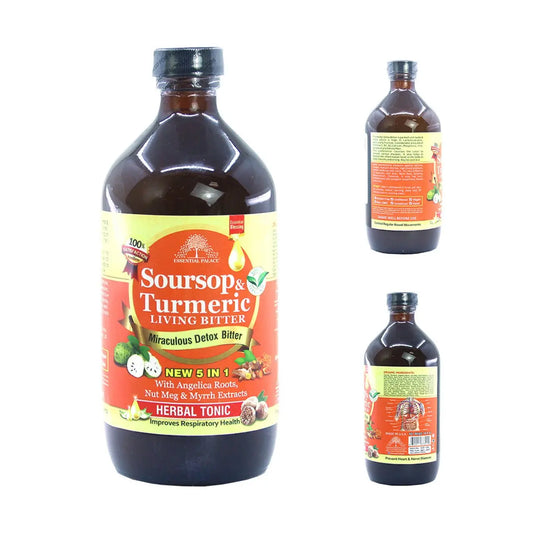 Soursop & Turmeric Living Bitter - known for its digestive health benefits, promotes regular bowel movements and addresses digestive issues - Melanatedpeopleskincare.com
