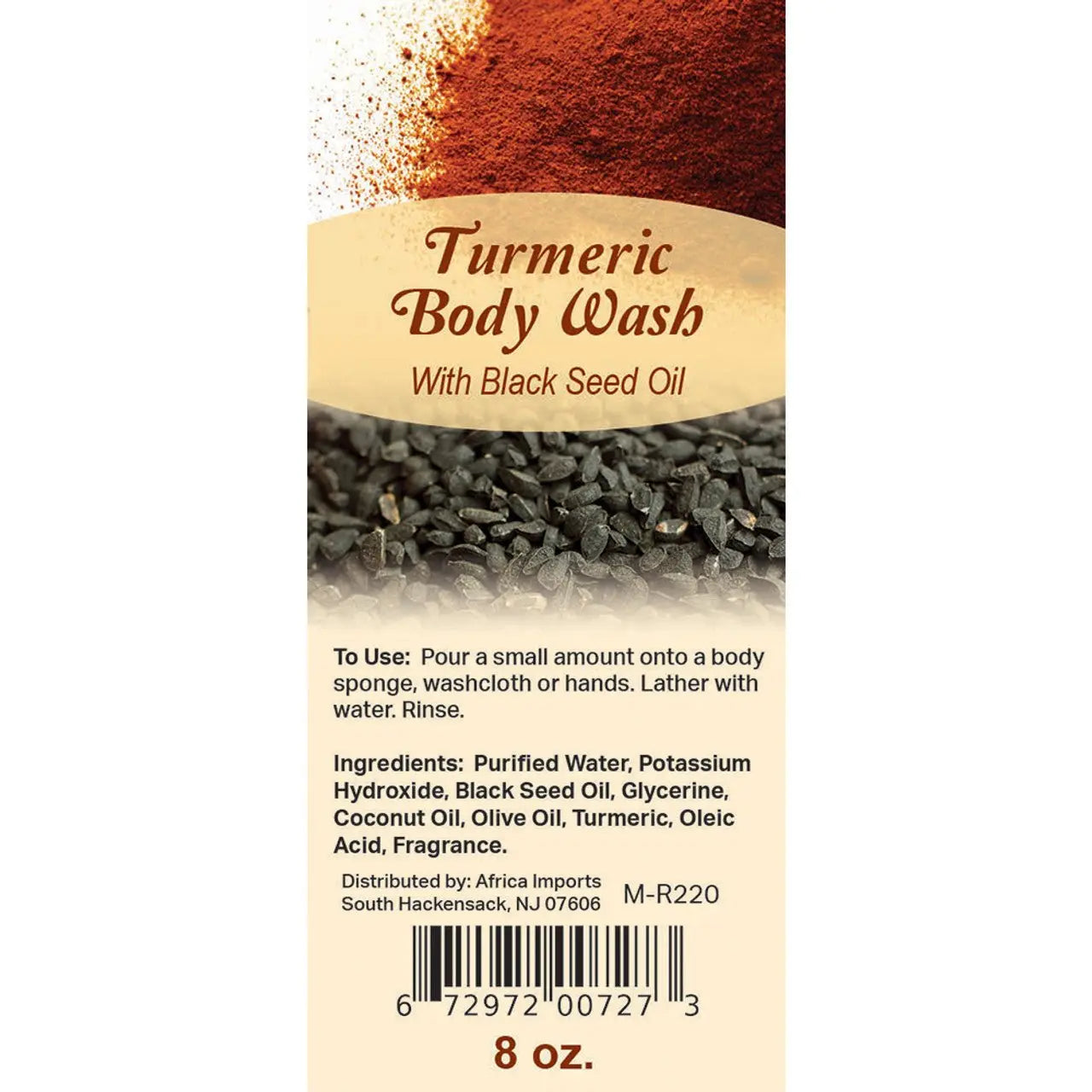Turmeric & Black Seed Body Wash - 8 oz - to cleanse, nourish, and protect your skin - Melanatedpeopleskincare.com